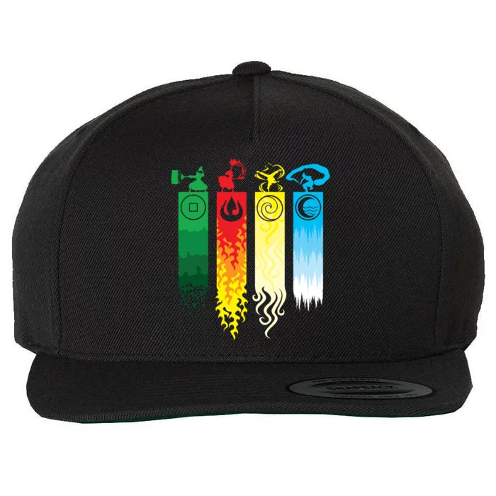 Avatar Bending Fire Water Earth Air Wool Snapback Cap