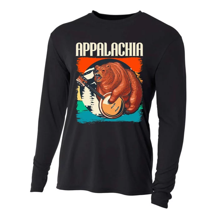 Appalachia Vintage Banjo Player Bluegrass Musician Cooling Performance Long Sleeve Crew