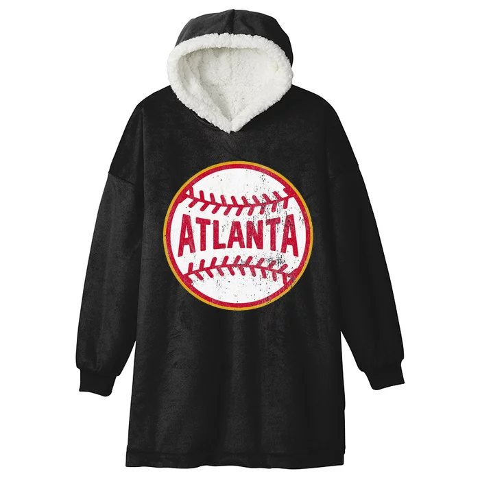 Atlanta  Vintage Baseball Throwback Retro Design Hooded Wearable Blanket