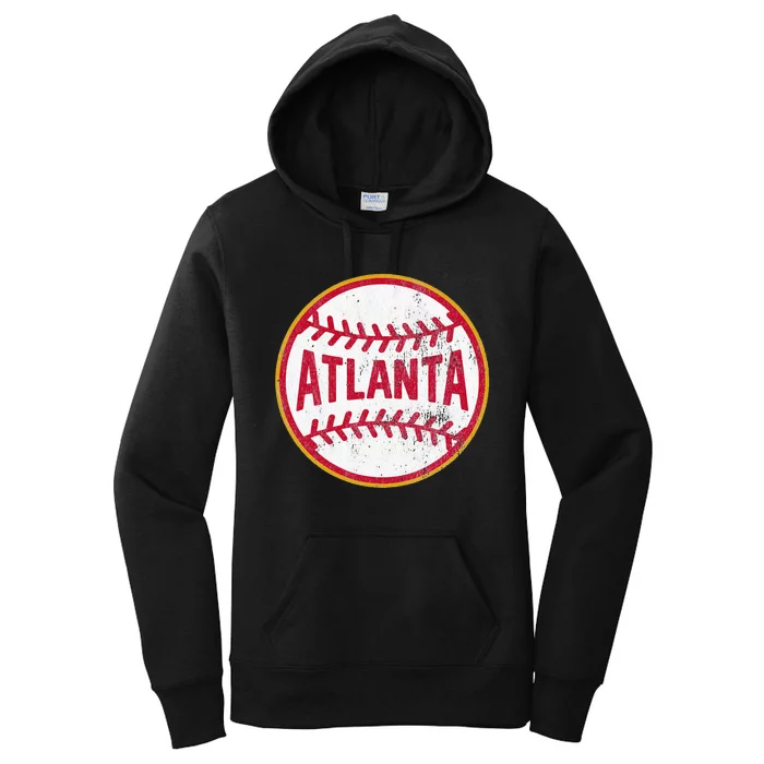 Atlanta  Vintage Baseball Throwback Retro Design Women's Pullover Hoodie