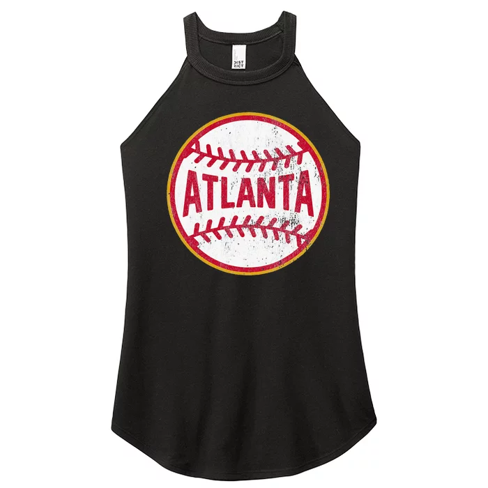 Atlanta  Vintage Baseball Throwback Retro Design Women’s Perfect Tri Rocker Tank