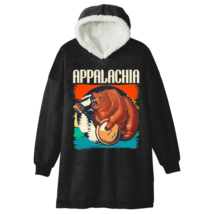 Appalachia Vintage Banjo Player Bluegrass Musician Hooded Wearable Blanket