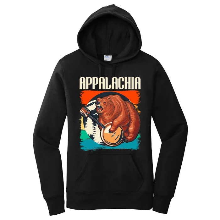 Appalachia Vintage Banjo Player Bluegrass Musician Women's Pullover Hoodie