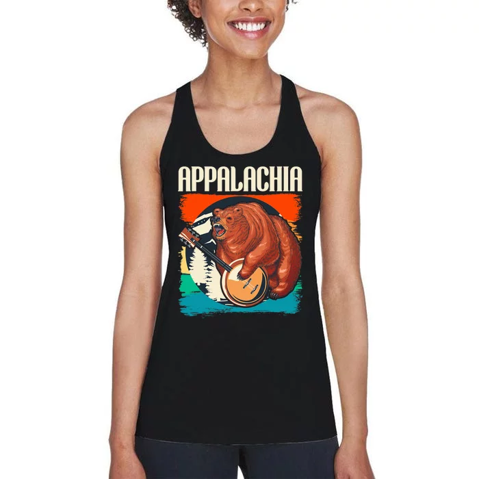 Appalachia Vintage Banjo Player Bluegrass Musician Women's Racerback Tank