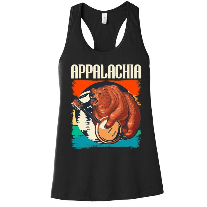 Appalachia Vintage Banjo Player Bluegrass Musician Women's Racerback Tank