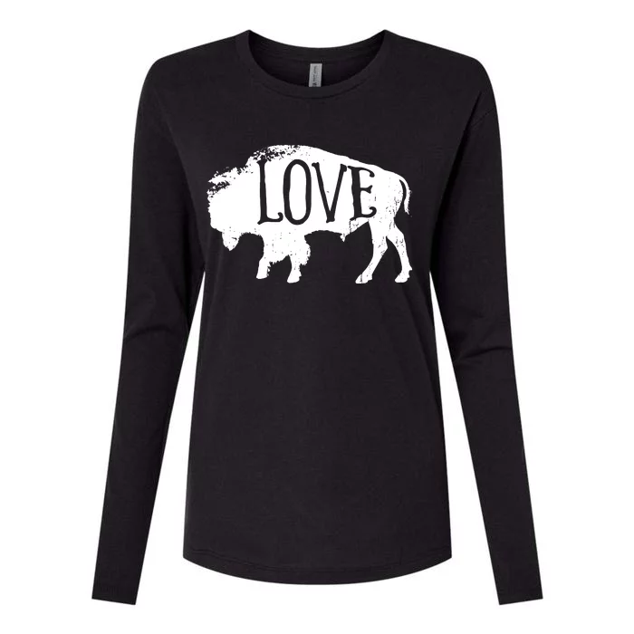 American Vintage Buffalo Silhouette Love Bison Tee Womens Cotton Relaxed Long Sleeve T-Shirt