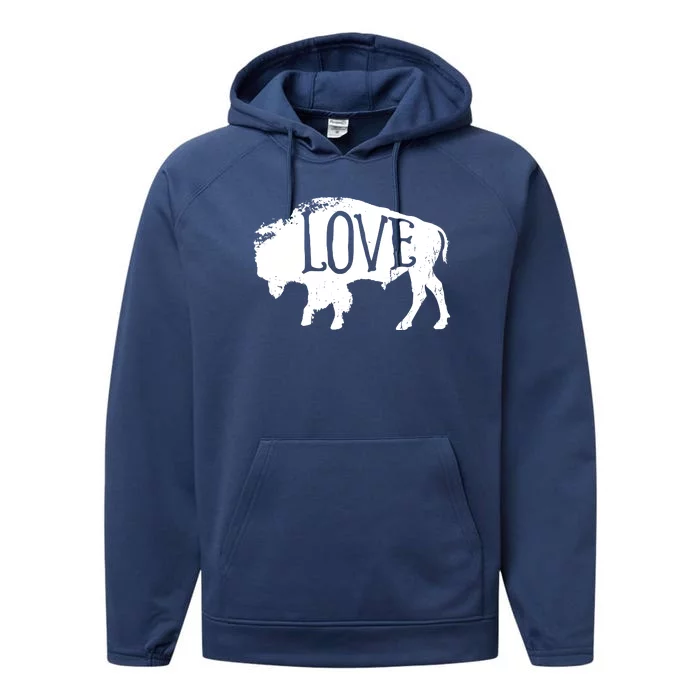 American Vintage Buffalo Silhouette Love Bison Tee Performance Fleece Hoodie