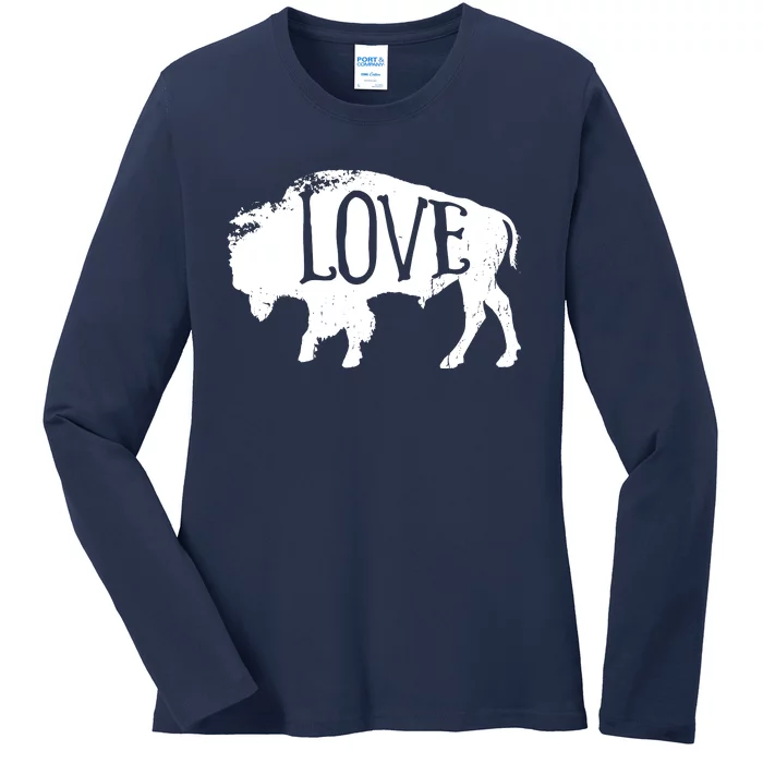 American Vintage Buffalo Silhouette Love Bison Tee Ladies Long Sleeve Shirt