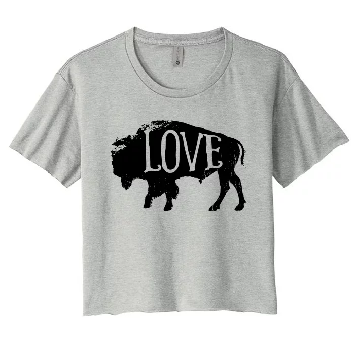 American Vintage Buffalo Silhouette Love Bison Tee Women's Crop Top Tee