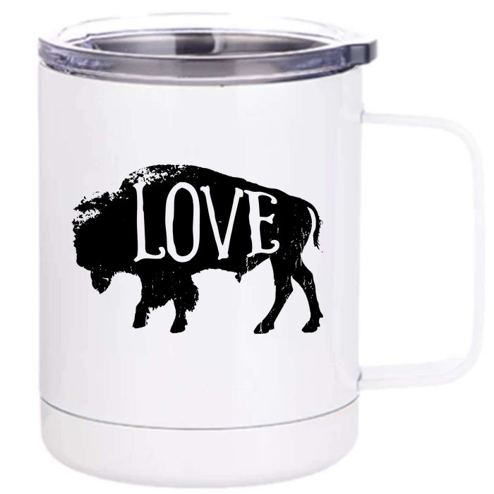 American Vintage Buffalo Silhouette Love Bison Tee Front & Back 12oz Stainless Steel Tumbler Cup