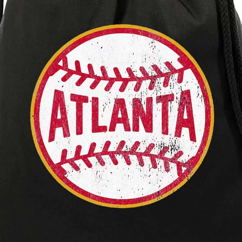 Atlanta  Vintage Baseball Throwback Retro Design Drawstring Bag