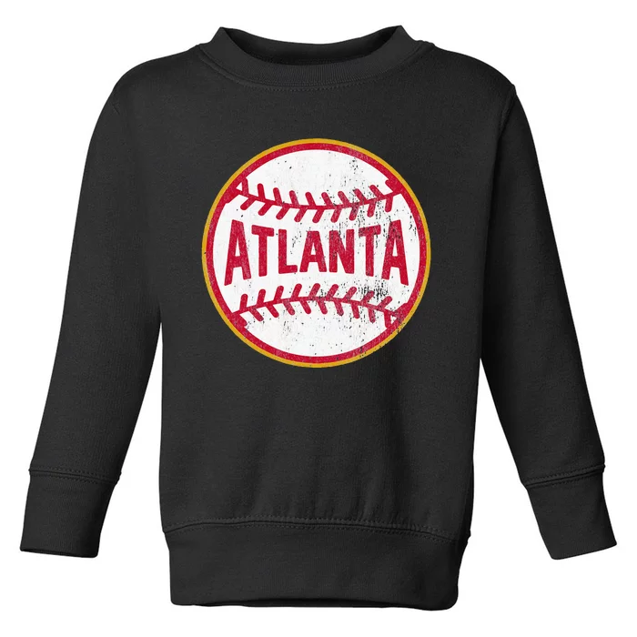 Atlanta  Vintage Baseball Throwback Retro Design Toddler Sweatshirt