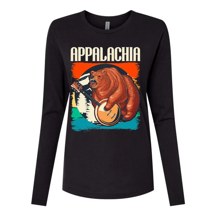 Appalachia Vintage Banjo Player Bluegrass Musician Womens Cotton Relaxed Long Sleeve T-Shirt