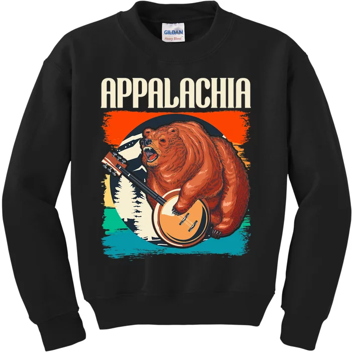 Appalachia Vintage Banjo Player Bluegrass Musician Kids Sweatshirt