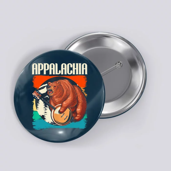 Appalachia Vintage Banjo Player Bluegrass Musician Button