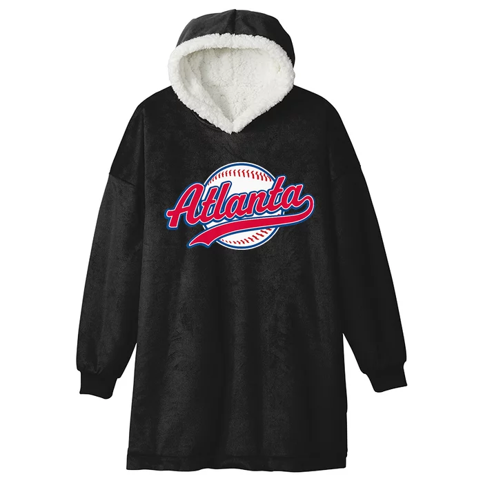 Atlanta Vintage Baseball Throwback Retro Design Hooded Wearable Blanket