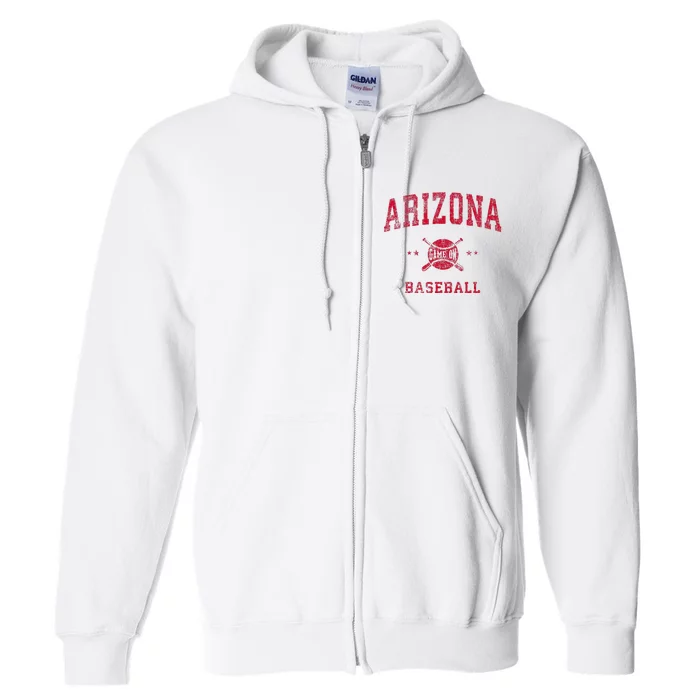 Arizona Vintage Baseball Throwback Full Zip Hoodie