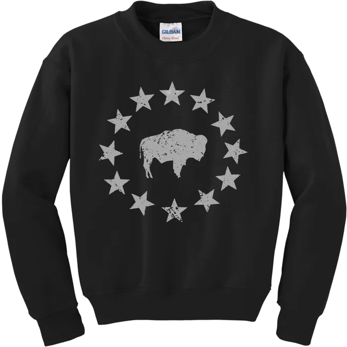 American Vintage Buffalo Silhouette Love Bison Kids Sweatshirt