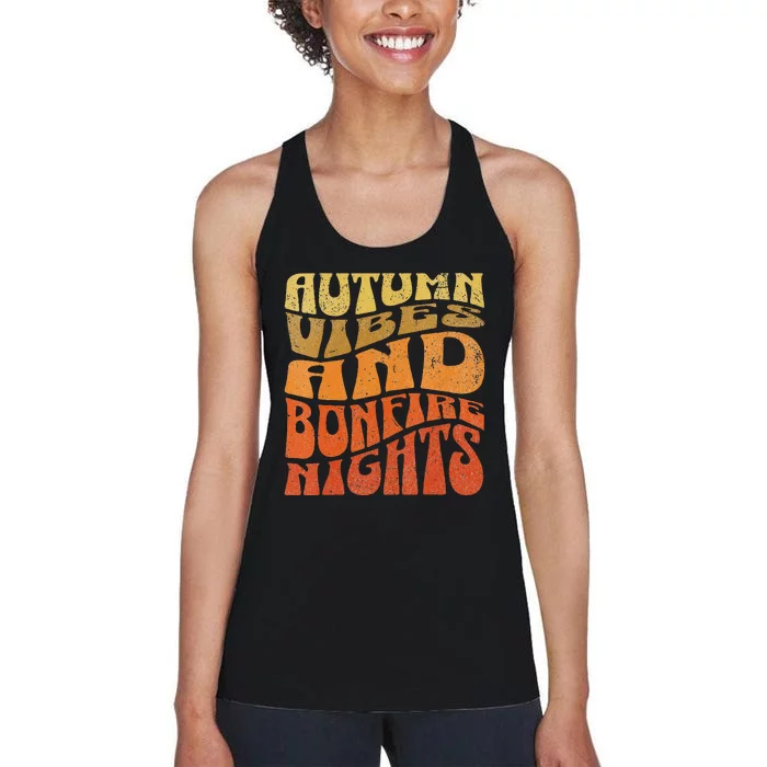 Autumn Vibes & Bonfire Nights Cozy Fall Women's Racerback Tank