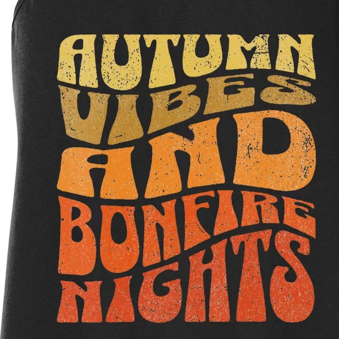 Autumn Vibes & Bonfire Nights Cozy Fall Women's Racerback Tank