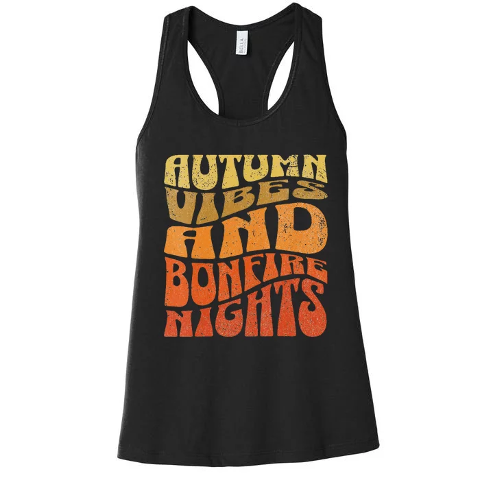 Autumn Vibes & Bonfire Nights Cozy Fall Women's Racerback Tank