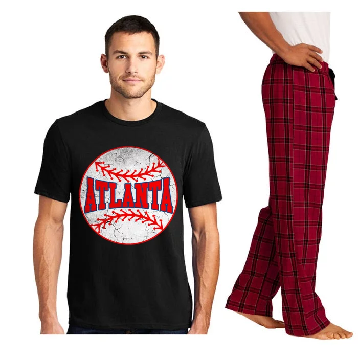 Atlanta Vintage Baseball Distressed Baseball Lover Gift Pajama Set