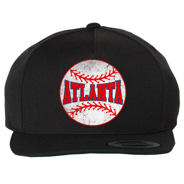 Atlanta Vintage Baseball Distressed Baseball Lover Gift Wool Snapback Cap