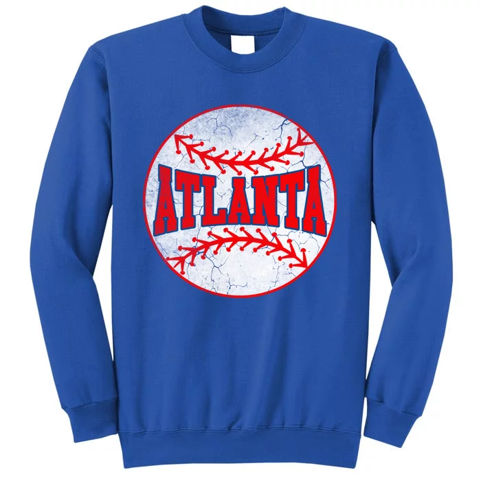 Atlanta Vintage Baseball Distressed Baseball Lover Gift Tall Sweatshirt