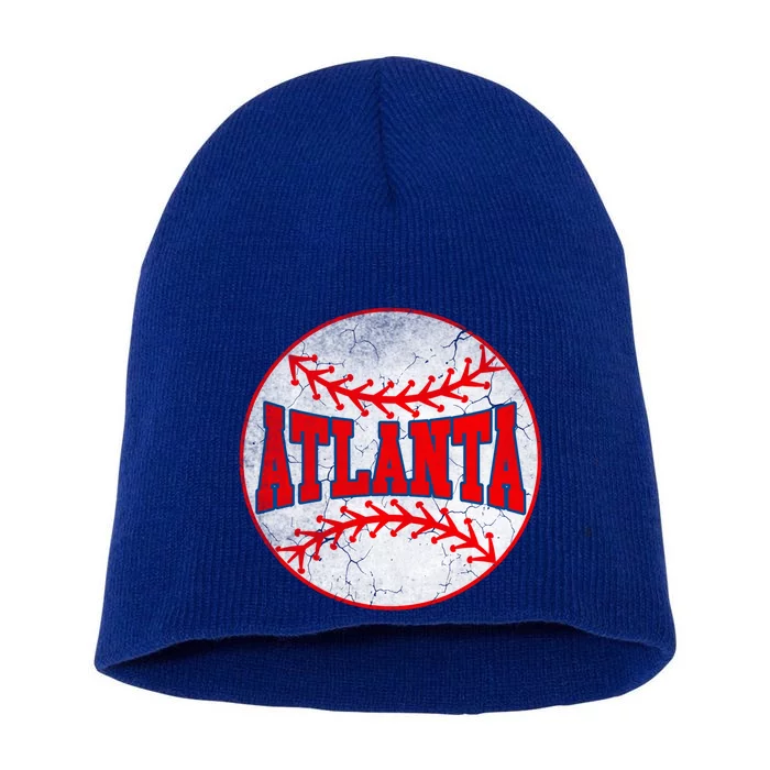 Atlanta Vintage Baseball Distressed Baseball Lover Gift Short Acrylic Beanie