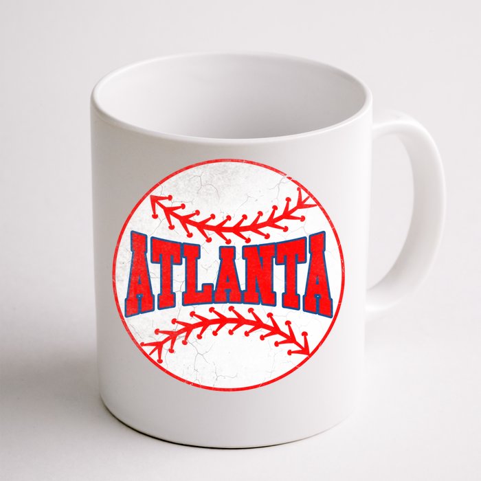 Atlanta Vintage Baseball Distressed Baseball Lover Gift Front & Back Coffee Mug