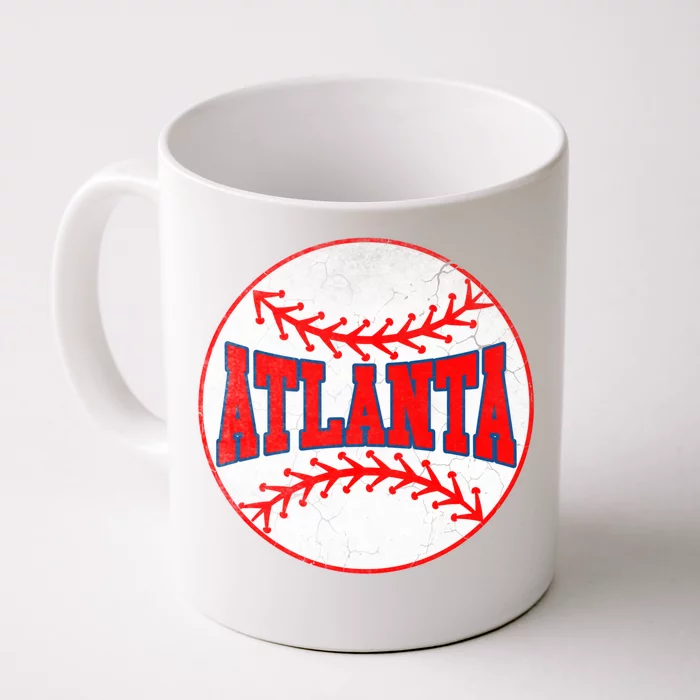 Atlanta Vintage Baseball Distressed Baseball Lover Gift Front & Back Coffee Mug