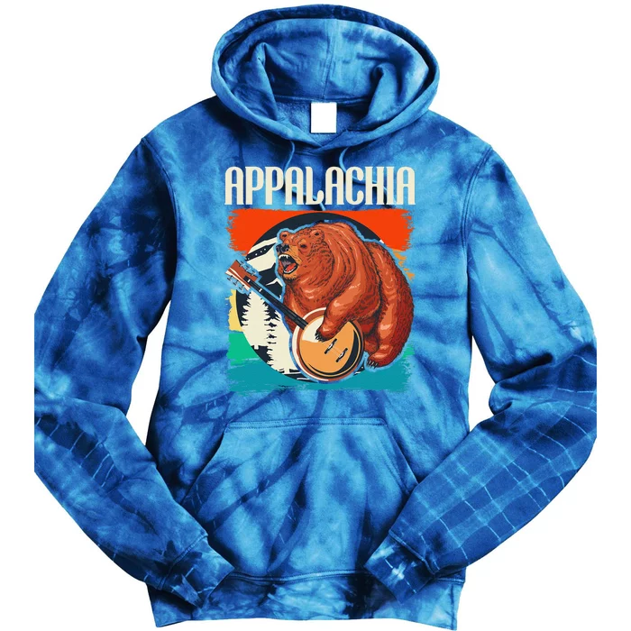 Appalachia Vintage Bear Play Banjo Player Bluegrass Musician Tie Dye Hoodie