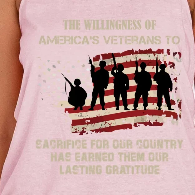 America's Veterans Combat Patriotic Great Gift Women's Knotted Racerback Tank