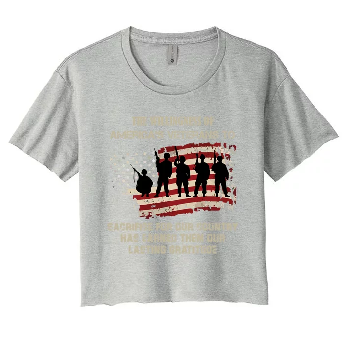 America's Veterans Combat Patriotic Great Gift Women's Crop Top Tee