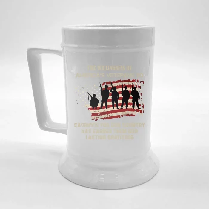 America's Veterans Combat Patriotic Great Gift Front & Back Beer Stein