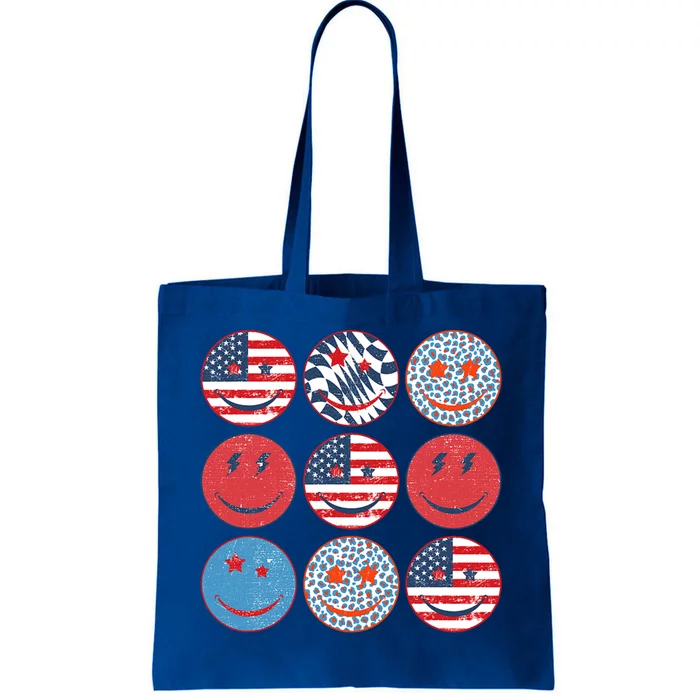 America Vibes Cute Smile Face Usa American Flag 4th Of July Gift Tote Bag