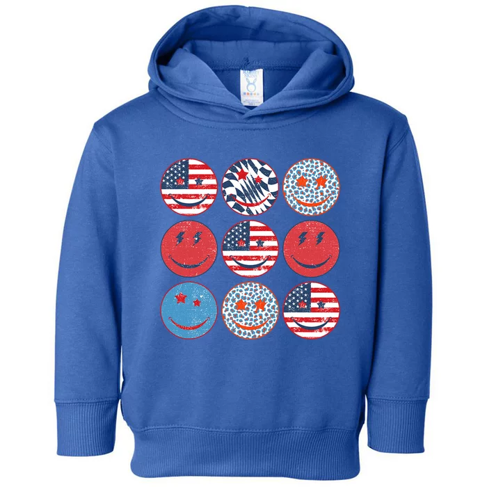 America Vibes Cute Smile Face Usa American Flag 4th Of July Gift Toddler Hoodie