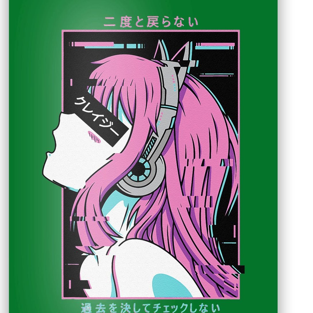 Aesthetic Vaporwave Crazy Waifu Anime Girl Poster Teeshirtpalace 