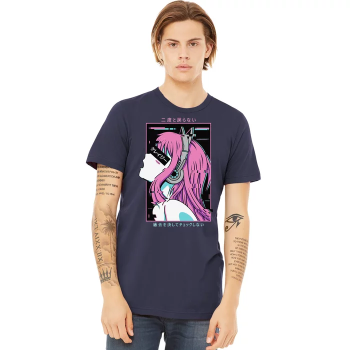 Aesthetic Vaporwave Crazy Waifu Anime Girl Premium T-Shirt