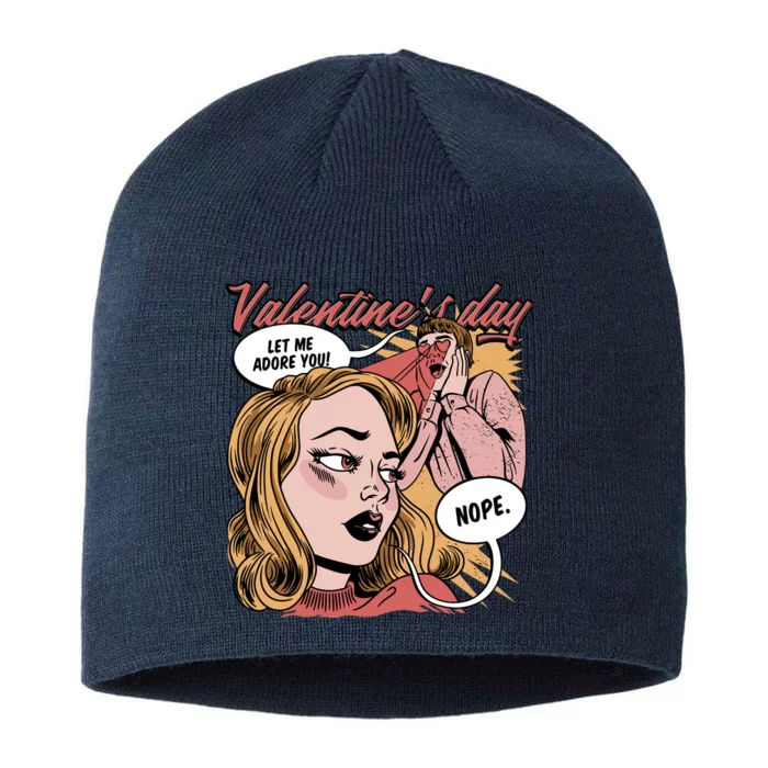 Anti Valentines Day Feminist Comic 8 1/2in Sustainable Knit Beanie