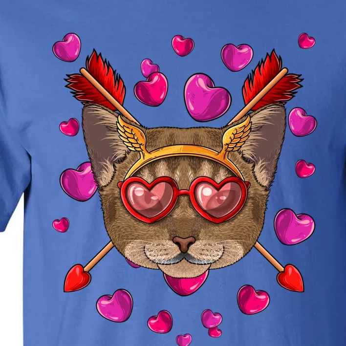 Abyssinian Valentines Day Cat Face Heart Glass Love Arrows Gift Tall T-Shirt