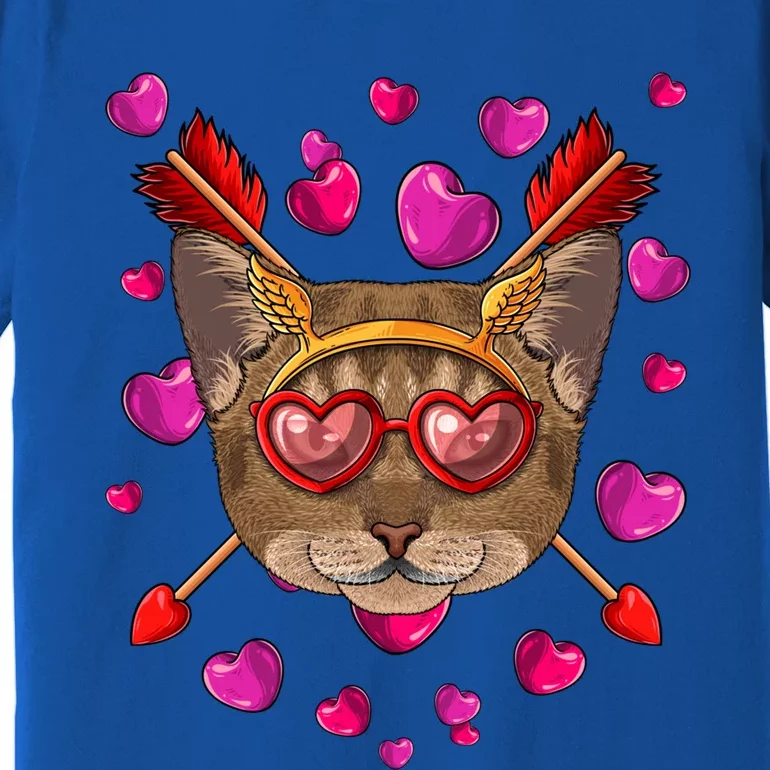 Abyssinian Valentines Day Cat Face Heart Glass Love Arrows Gift Premium T-Shirt