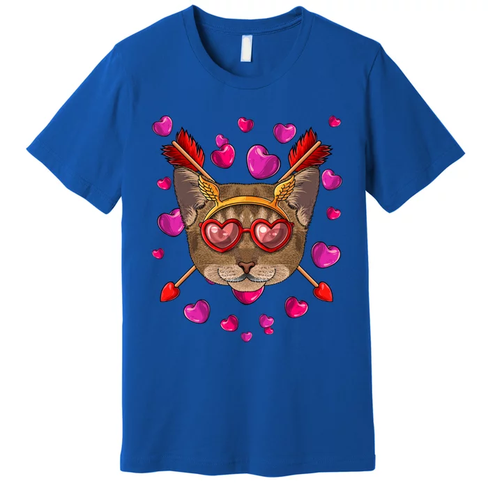 Abyssinian Valentines Day Cat Face Heart Glass Love Arrows Gift Premium T-Shirt