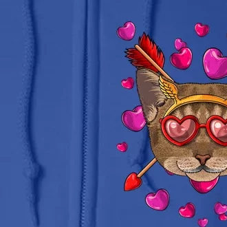 Abyssinian Valentines Day Cat Face Heart Glass Love Arrows Gift Full Zip Hoodie