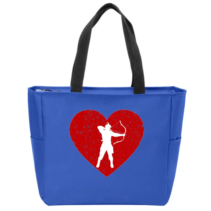 Archery Valentine Day For Archery Lover Funny Gift Heart Gift Zip Tote Bag