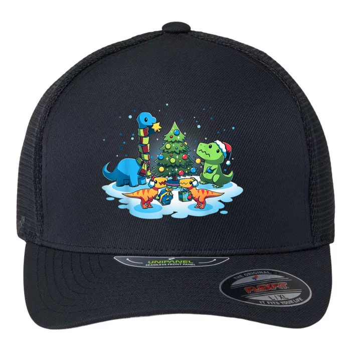 A Very Dino Christmas Funny Dinosaurs Christmas Holiday Xmas Flexfit Unipanel Trucker Cap