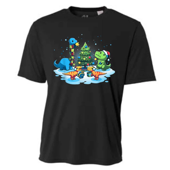 A Very Dino Christmas Funny Dinosaurs Christmas Holiday Xmas Cooling Performance Crew T-Shirt