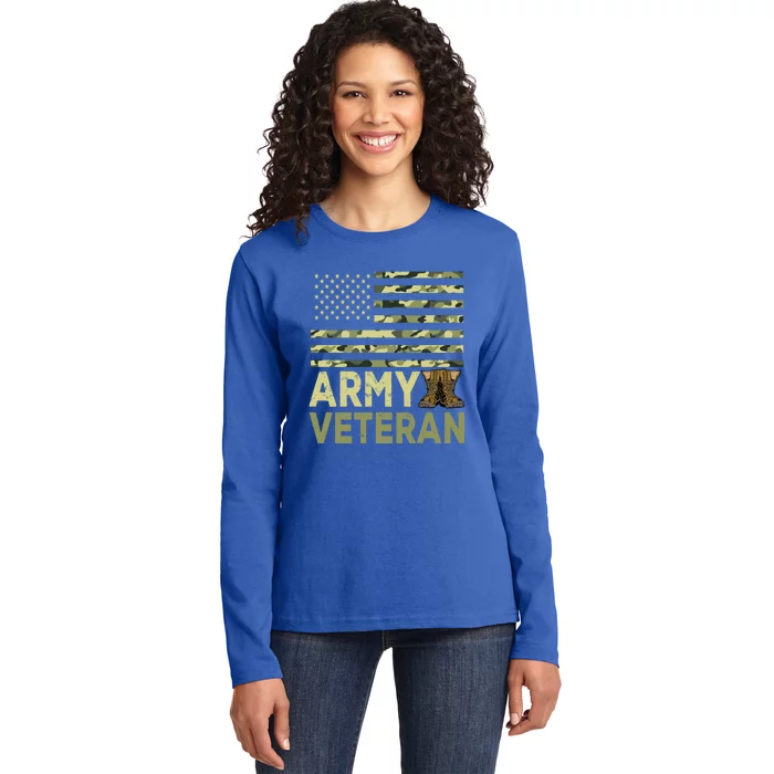 Army Veteran Day For Proud Veteran Grandpa Dad Veteran Day Gift Ladies Long Sleeve Shirt