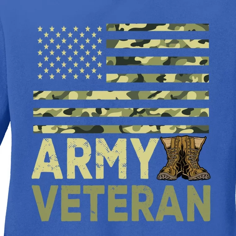 Army Veteran Day For Proud Veteran Grandpa Dad Veteran Day Gift Ladies Long Sleeve Shirt