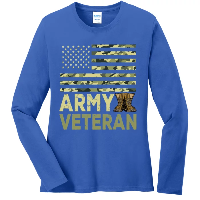 Army Veteran Day For Proud Veteran Grandpa Dad Veteran Day Gift Ladies Long Sleeve Shirt